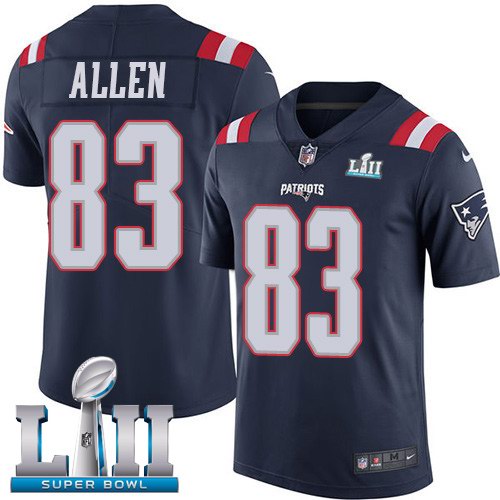Nike Patriots 83 Dwayne Allen Navy 2018 Super Bowl LII Youth Color Rush Limited Jersey