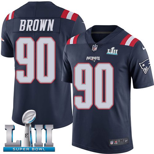 Nike Patriots 90 Malcom Brown Navy 2018 Super Bowl LII Youth Color Rush Limited Jersey