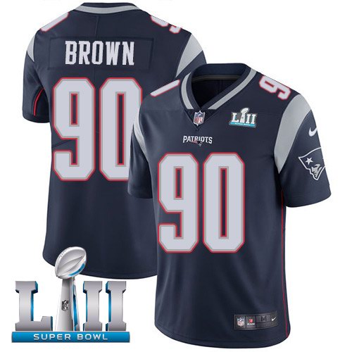 Nike Patriots 90 Malcom Brown Navy 2018 Super Bowl LII Youth Vapor Untouchable Limited Jersey