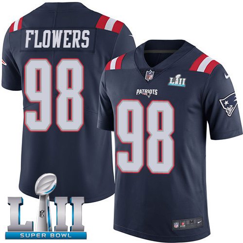 Nike Patriots 98 Trey Flowers Navy 2018 Super Bowl LII Youth Color Rush Limited Jersey