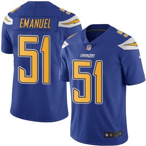 Nike Chargers 51 Kyle Emanuel Electric Blue Color Color Rush Limited Jersey