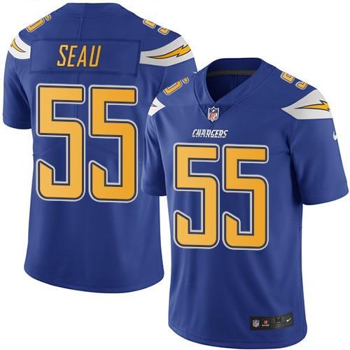 Nike Chargers 55 Junior Seau Electric Blue Color Color Rush Limited Jersey