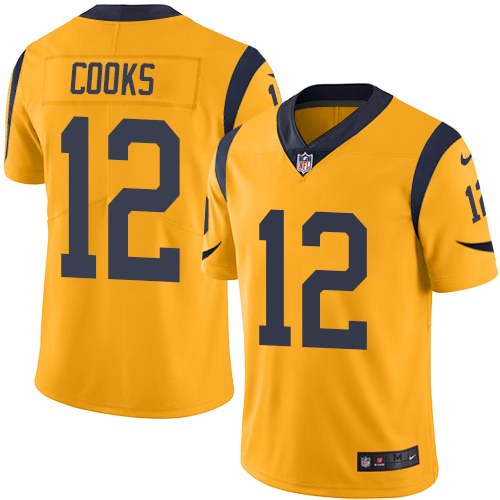 Nike Rams 12 Brandin Cooks Gold Color Rush Limited Jersey