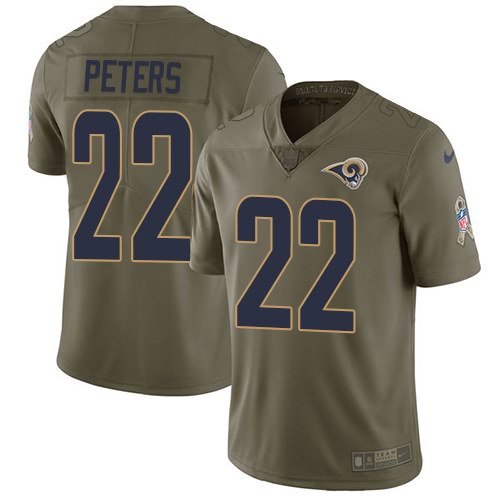 Nike Rams 22 Marcus Peters Olive Salute To Service Limited Jersey