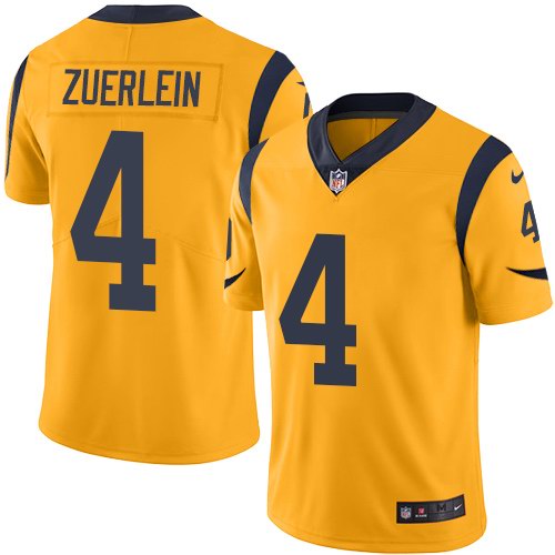 Nike Rams 4 Greg Zuerlein Gold Color Rush Limited Jersey