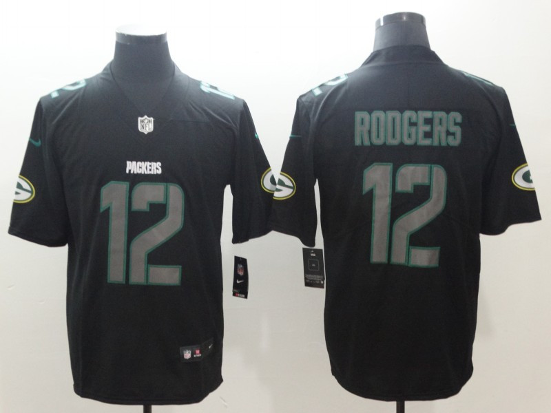 Nike Packers 12 Aaron Rodgers Black Vapor Impact Limited Jersey