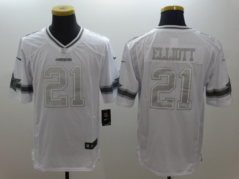 Nike Cowboys 21 Ezekiel Elliott White Platinum Limited Jersey