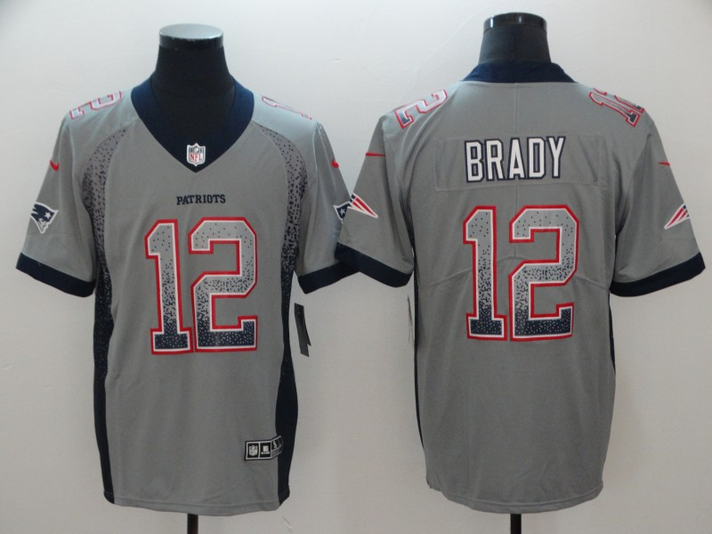 Nike Patriots 12 Tom Brady Gray Drift Fashion Limited Jersey - Click Image to Close