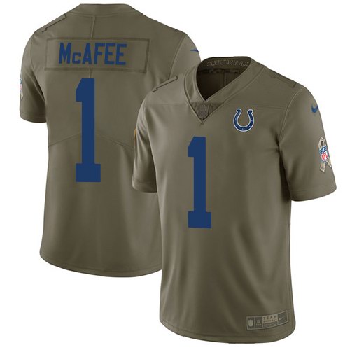 Nike Colts 1 Pat McAfee Olive Salute To Service Limited Jersey