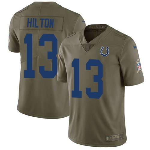 Nike Colts 13 T.Y. Hilton Olive Salute To Service Limited Jersey