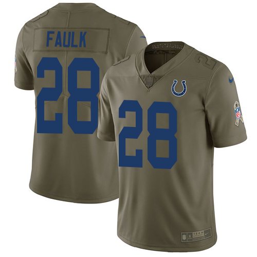 Nike Colts 28 Marshall Faulk Olive Salute To Service Limited Jersey