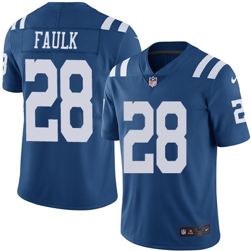 Nike Colts 28 Marshall Faulk Royal Youth Color Rush Limited Jersey