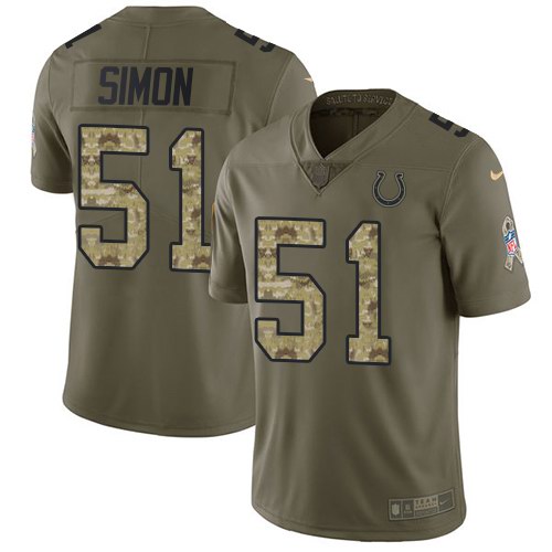 Nike Colts 51 John Simon Olive Camo Salute To Service Limited Jersey