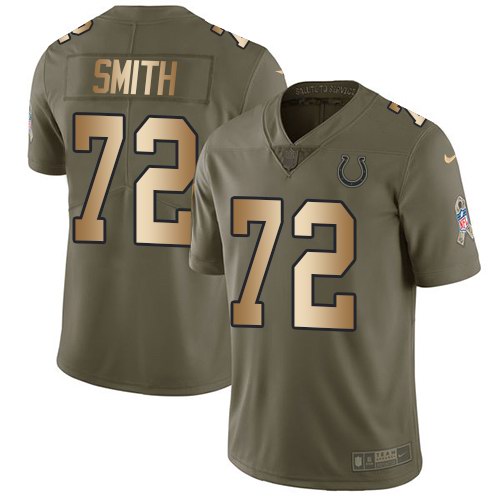 Nike Colts 72 Braden Smith Olive Gold Salute To Service Limited Jersey - Click Image to Close
