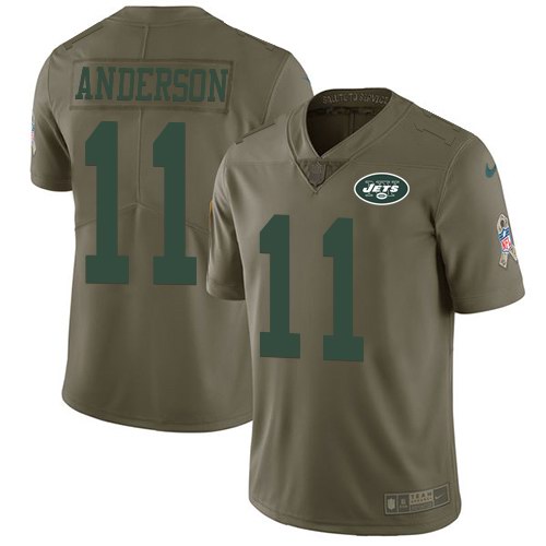 Nike Jets 11 Robby Anderson Olive Salute To Service Limited Jersey