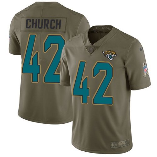 Nike Jaguars 42 Barry Church Olive Salute To Service Limited Jersey