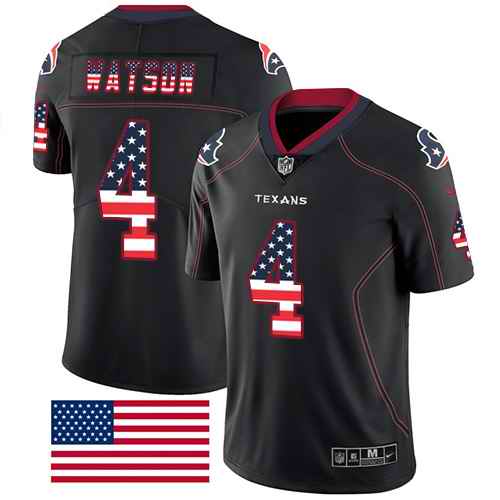 Nike Texans 4 Deshaun Watson Black USA Flag Fashion Limited Jersey