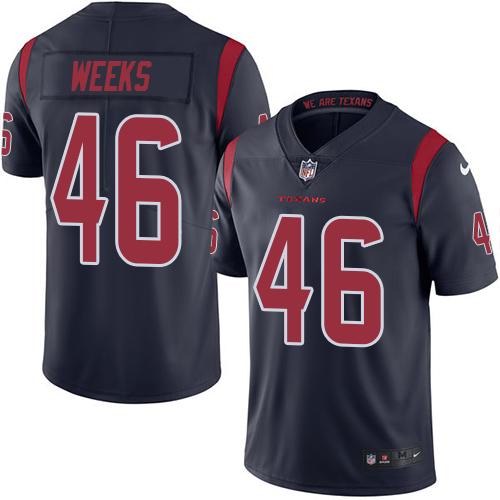 Nike Texans 46 Jon Weeks Navy Youth Color Rush Limited Jersey - Click Image to Close