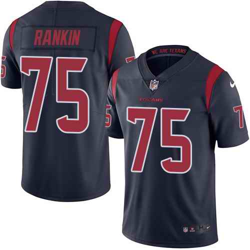 Nike Texans 75 Martinas Rankin Navy Youth Color Rush Limited Jersey - Click Image to Close