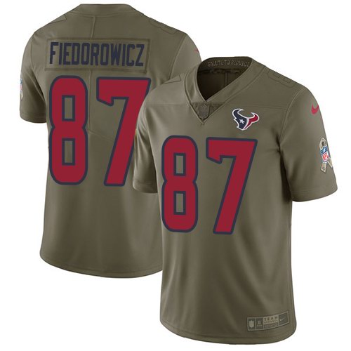 Nike Texans 87 C.J. Fiedorowicz Olive Salute To Service Limited Jersey