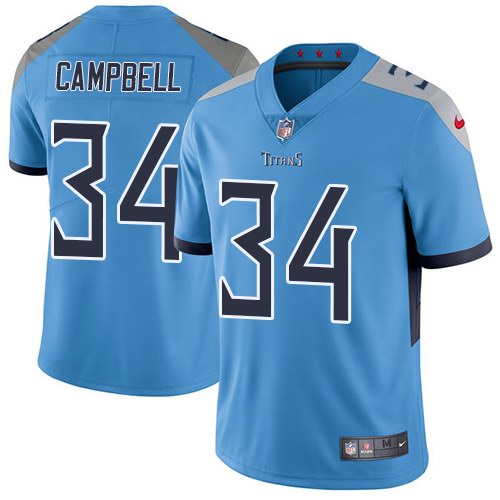 Nike Titans 34 Earl Campbell Light Blue New 2018 Vapor Untouchable Limited Jersey