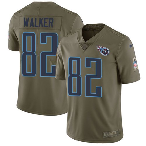 Nike Titans 82 Delanie Walker Olive Salute To Service Limited Jersey