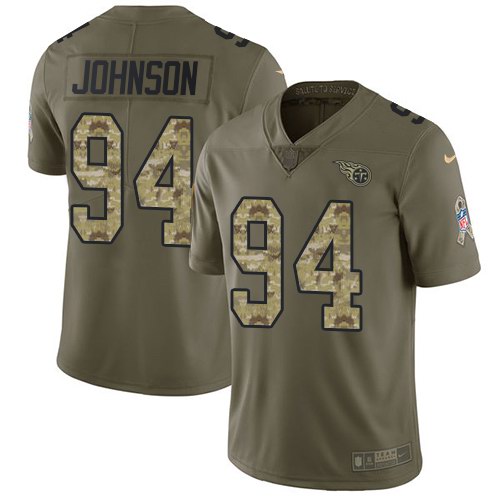 Nike Titans 94 Austin Johnson Olive Camo Salute To Service Limited Jersey