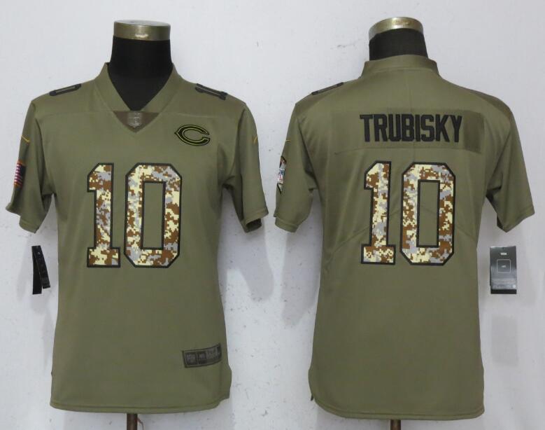 Nike Bears 10 Mitchell Trubisky Olive Camo Women Salute To Service Limited Jersey