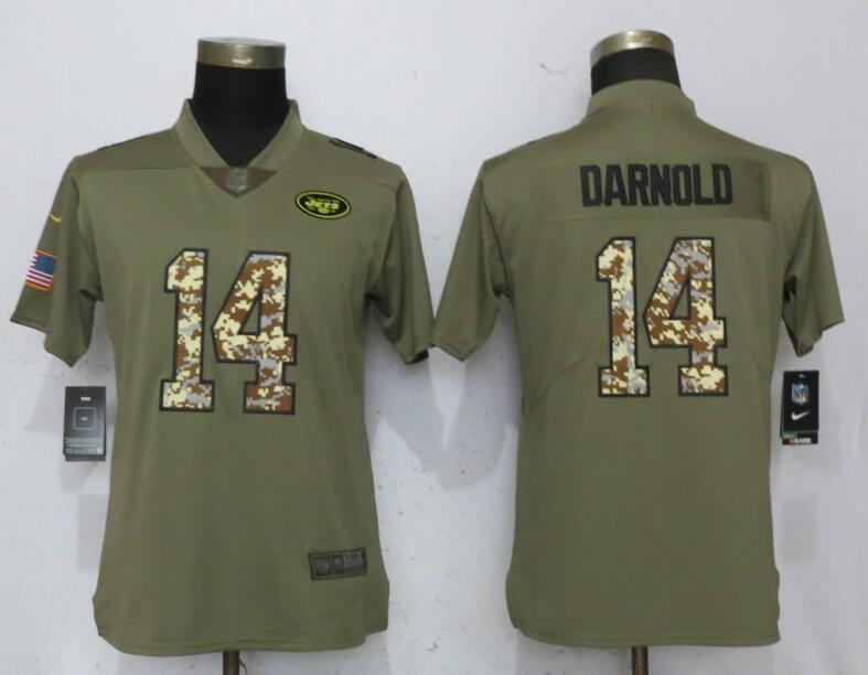 Nike Jets 14 Sam Darnold Olive Camo Women Salute To Service Limited Jersey Nike Jets 14 Sam Darnold Olive Camo Women Salute To Service Limited Jersey