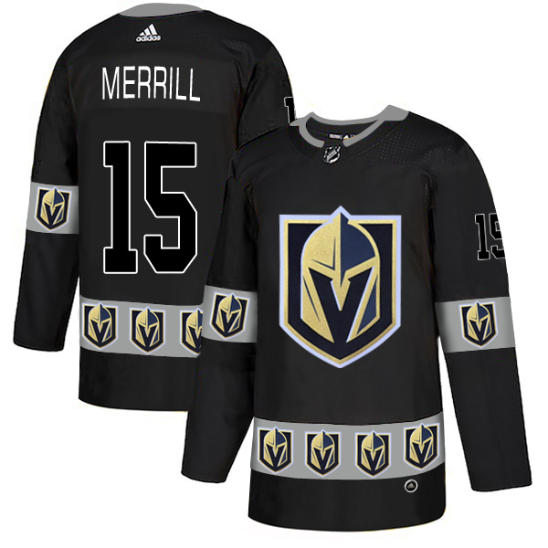 Vegas Golden Knights 15 Jon Merrill Black Team Logos Fashion Adidas Jersey