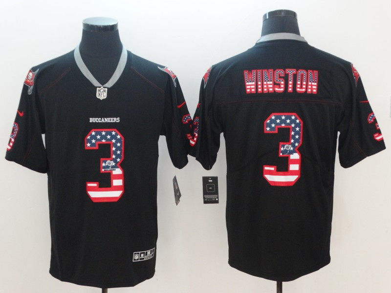 Nike Buccaneers 3 Jameis Winston Black USA Flag Fashion Limited Jersey