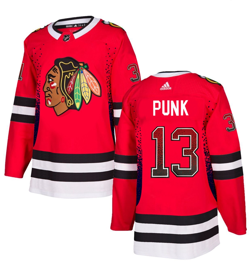 Blackhawks 13 CM Punk Red Drift Fashion Adidas Jersey - Click Image to Close