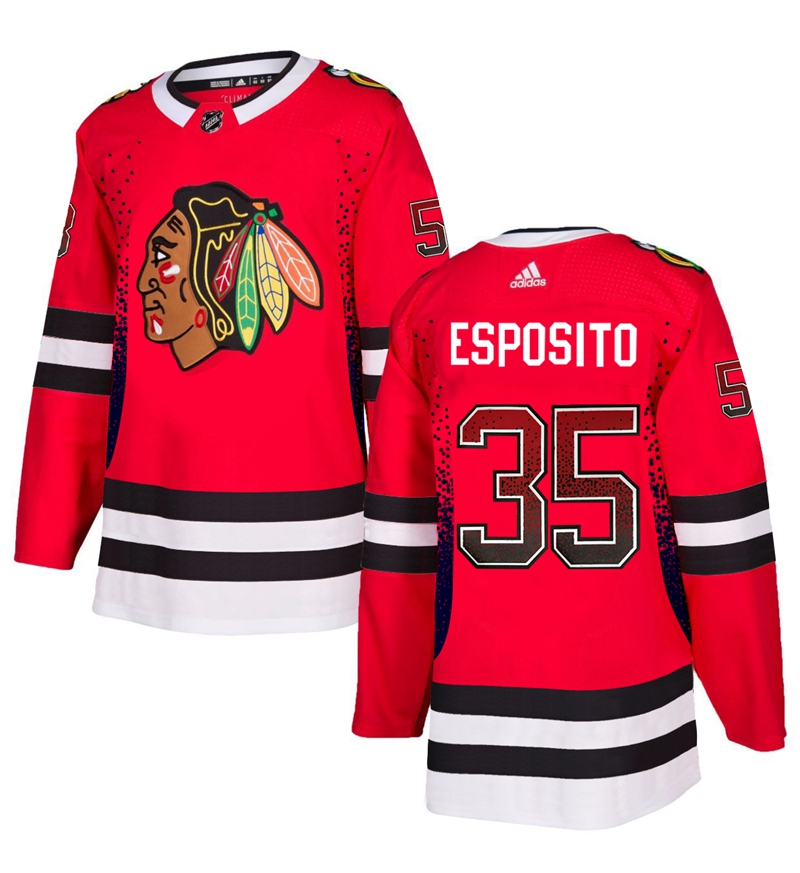 Blackhawks 35 Tony Esposito Red Drift Fashion Adidas Jersey