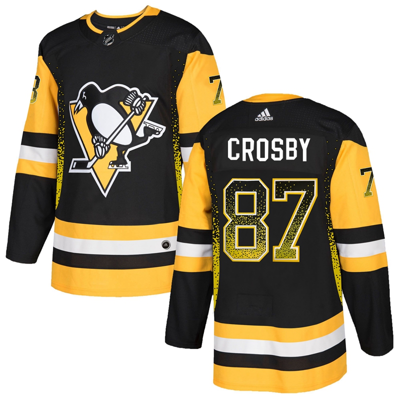 Penguins 87 Sidney Crosby Black Drift Fashion Adidas Jersey - Click Image to Close