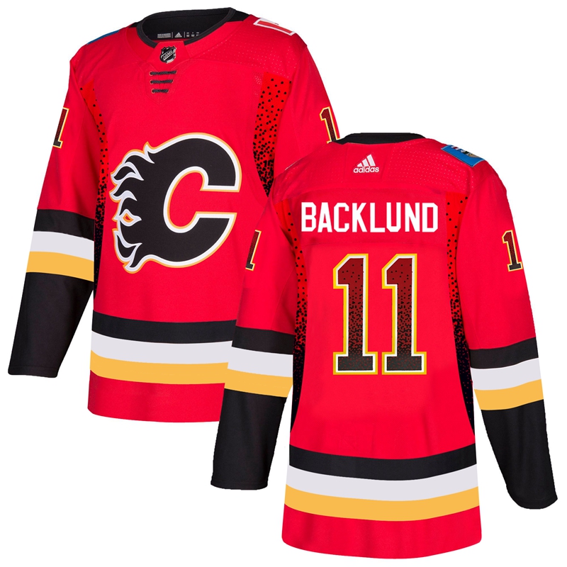 Flames 11 Mikael Backlund Red Drift Fashion Adidas Jersey - Click Image to Close