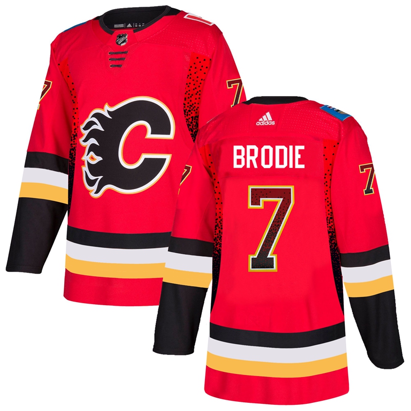 Flames 7 T.J. Brodie Red Drift Fashion Adidas Jersey