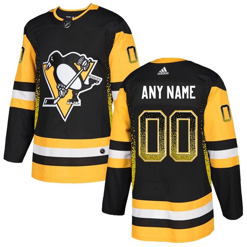 Pittsburgh Penguins Black Men's Customized Drift Fashion Adidas Jersey - Click Image to Close