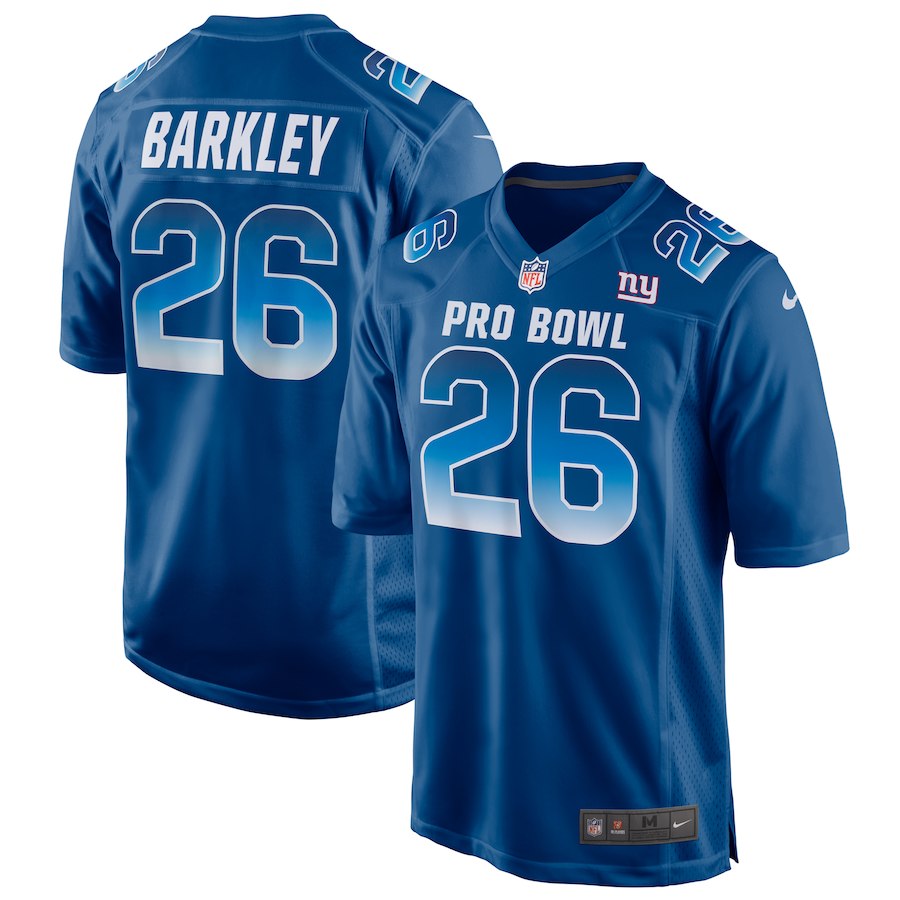 Nike NFC Giants 26 Saquon Barkley Royal Youth 2019 Pro Bowl Game Jersey