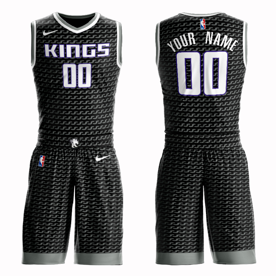 Kings Black Men's Customized Nike Swingman Jersey(With Shorts)