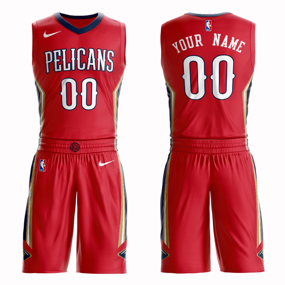 Pelicans Red Men's Customized Nike Swingman Jersey(With Shorts)