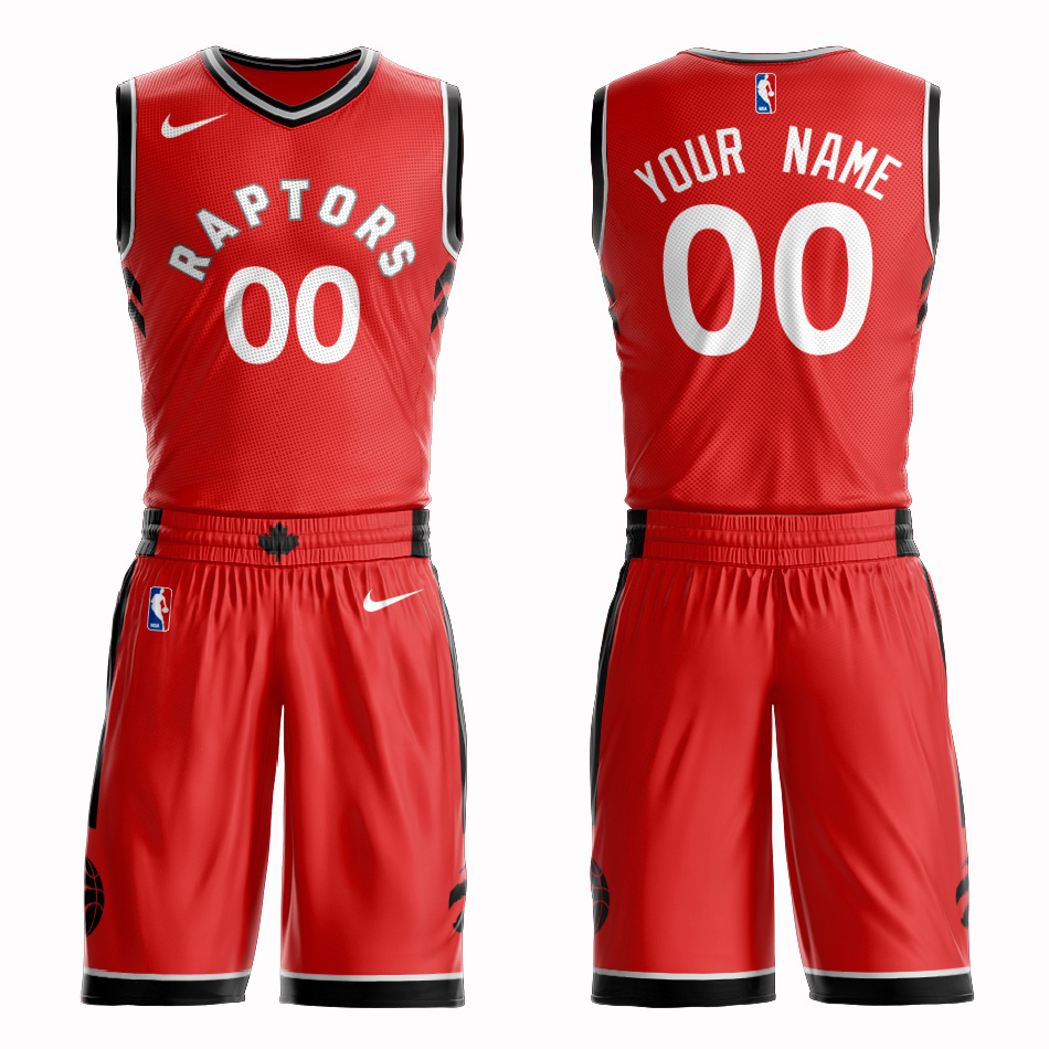 Raptors Red Men's Customized Nike Swingman Jersey(With Shorts)