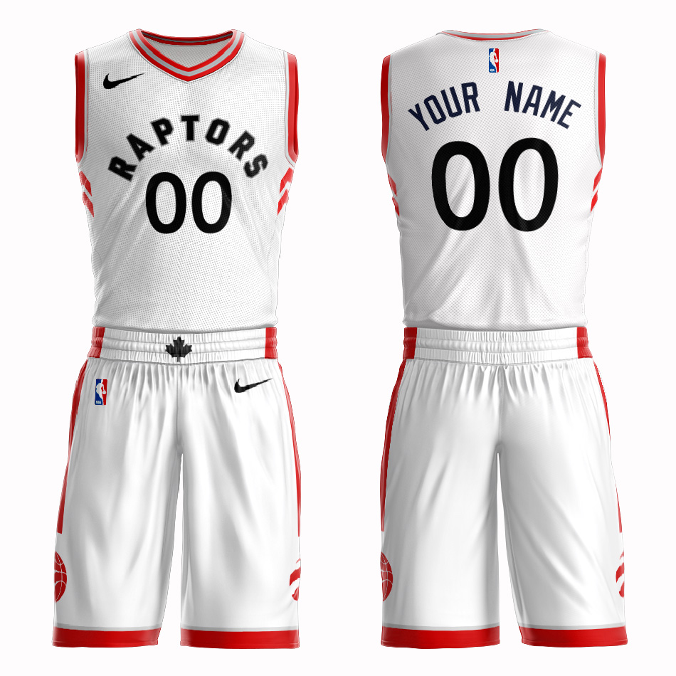 Raptors White Men's Customized Nike Swingman Jersey(With Shorts)