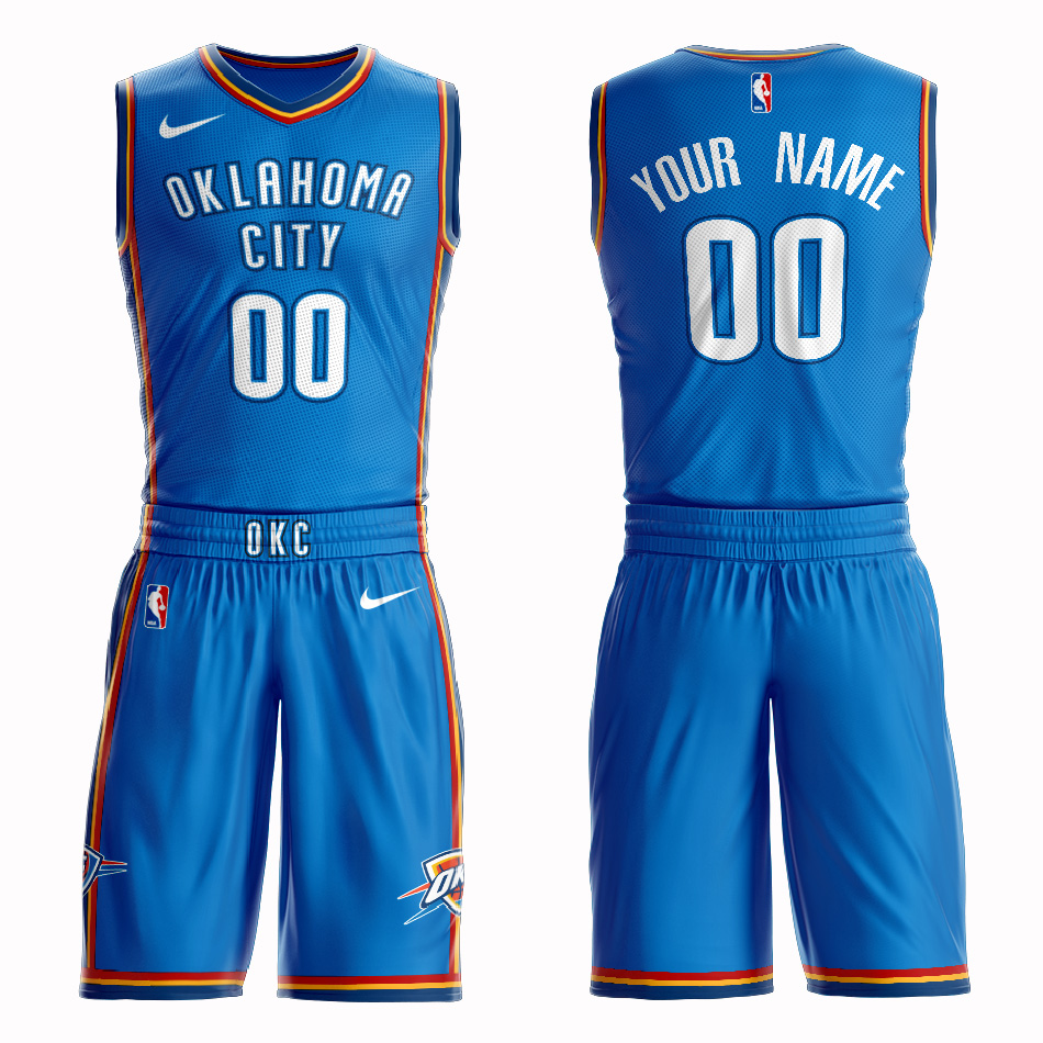 Thunder Blue Men's Customized Nike Swingman Jersey(With Shorts)