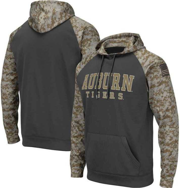 Auburn Tigers Gray Camo Men's Pullover Hoodie - Click Image to Close