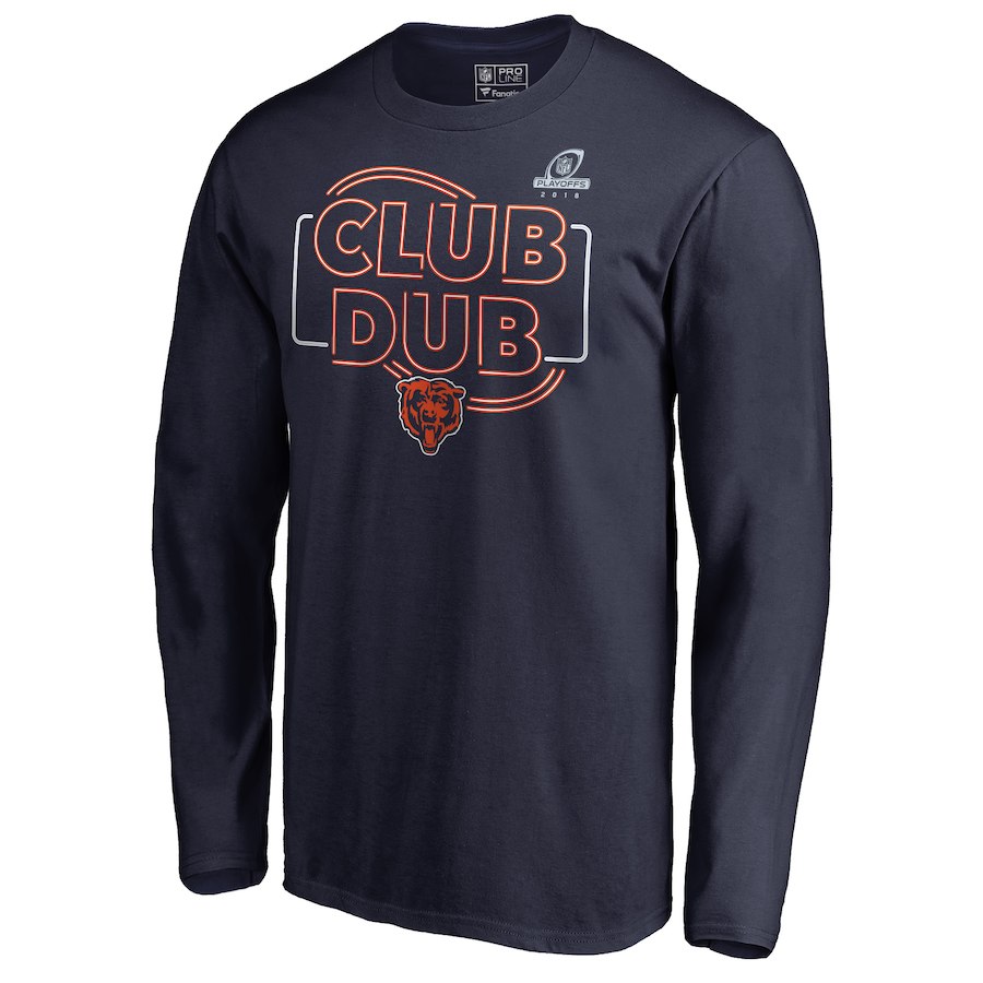 Bears Navy 2018 NFL Playoffs Club Dub Men's Long Sleeve T-Shirt