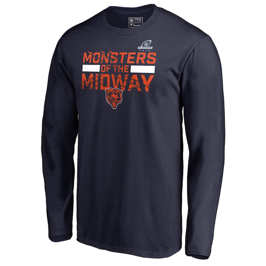 Bears Navy 2018 NFL Playoffs Monsters Of The Midway Men's Long Sleeve T-Shirt