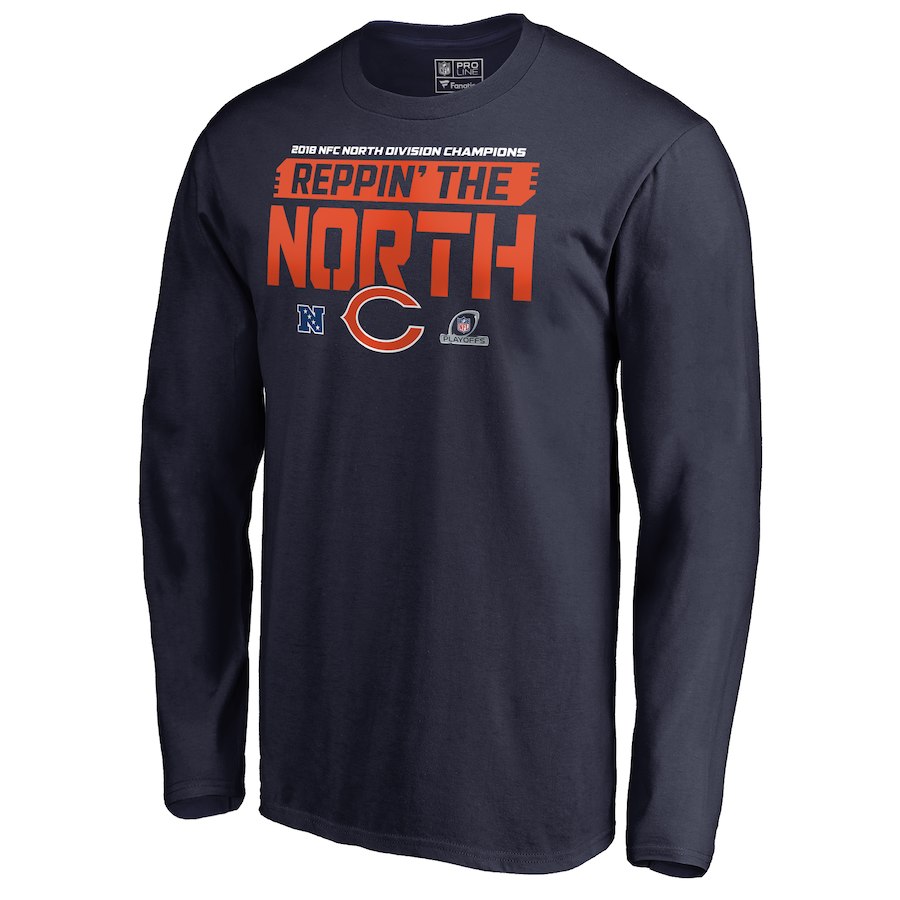 Bears Navy 2018 NFL Playoffs Reppin' The North Men's Long Sleeve T-Shirt