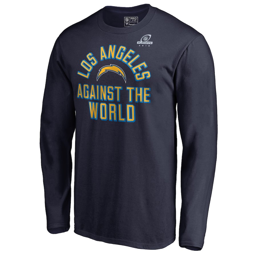 Chargers Navy 2018 NFL Playoffs Against The World Men's Long Sleeve T-Shirt