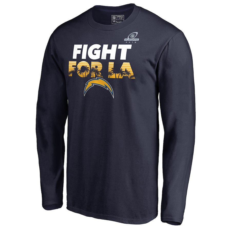 Chargers Navy 2018 NFL Playoffs Fight For LA Men's Long Sleeve T-Shirt