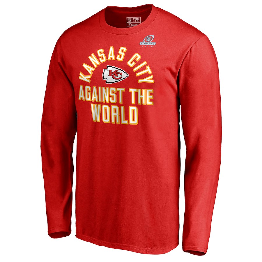 Chiefs Red 2018 NFL Playoffs Against The World Men's Long Sleeve T-Shirt